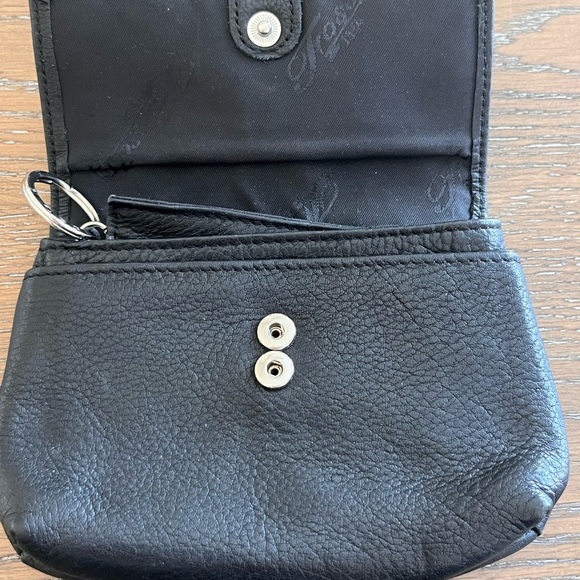 Fossil Black Floral Embossed Leather Key Pouch Wallet with ID Card Holder - Picture 7 of 11